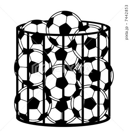 カゴに入ったサッカーボールのイラスト素材