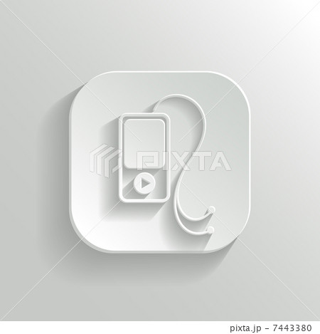 MP3 player icon - vector white app button 7443380