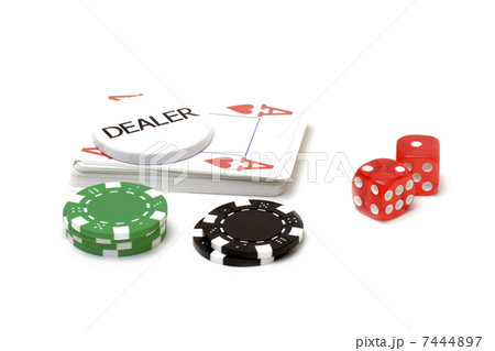 Set of poker chips, cards and dices 7444897