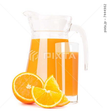 Orange fruit juice in glass jug Orange fruit juice in glass jug 7444982