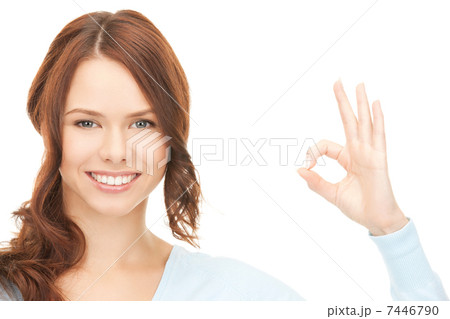 lovely teenage girl showing ok sign lovely teenage girl showing ok sign 7446790