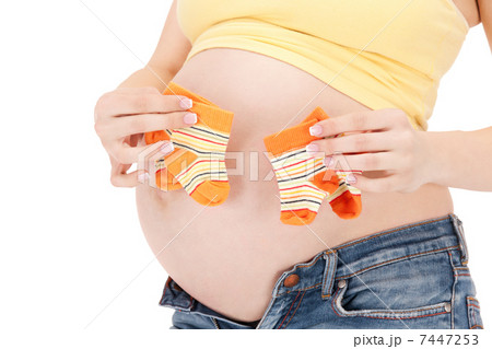 pregnant woman belly and twin socks 7447253