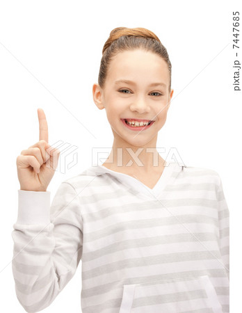 teenage girl with her finger up teenage girl with her finger up 7447685