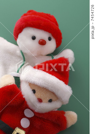 サンタと雪だるまの手人形 7454726