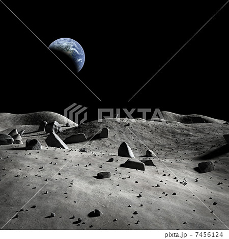 月面から見た地球のイラスト素材