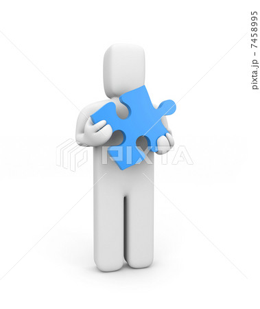 Person hold puzzle. Business concept, isolated on white Person hold puzzle. Business concept, isolated on white 7458995
