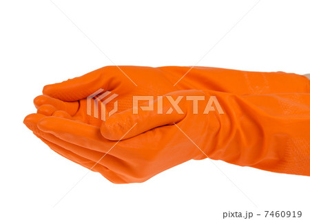 giving hands in orange gloves 7460919