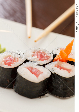 sushi with chopsticks 7465357