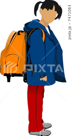 School girl is going to school. Back to school. Vector illustrat School girl is going to school. Back to school. Vector illustrat 7471063