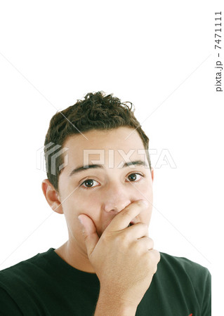 young amazed man portrait isolated on white background 7471111