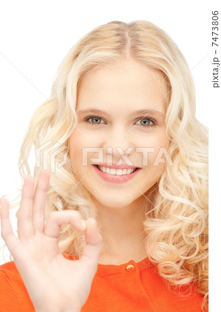 lovely teenage girl showing ok sign lovely teenage girl showing ok sign 7473806