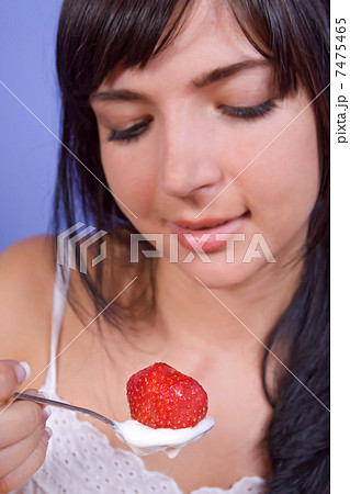 happy girl with yogurt happy girl with yogurt 7475465