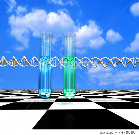 試験管を通るDNA遺伝子情報／ケミカル実験 7478086