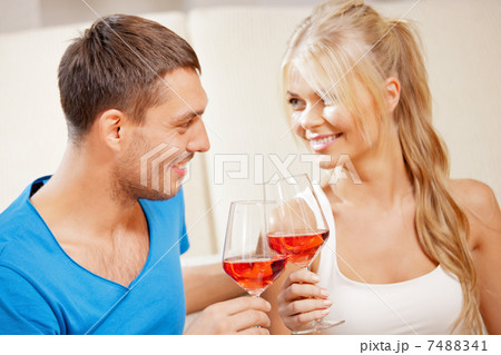 romantic couple drinking wine romantic couple drinking wine 7488341