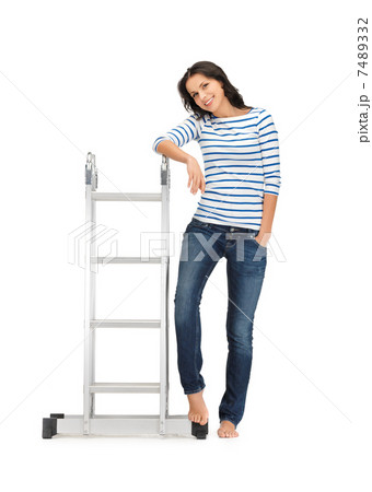 beautiful woman with ladder beautiful woman with ladder 7489332
