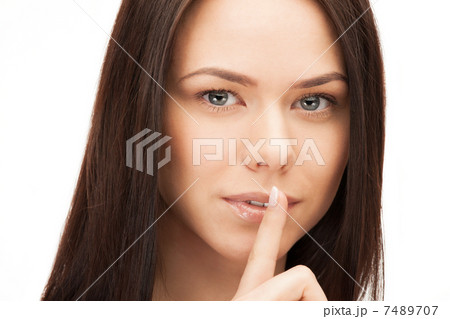 picture of woman with finger on lips picture of woman with finger on lips 7489707