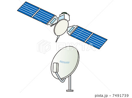 衛星とアンテナのイラスト素材