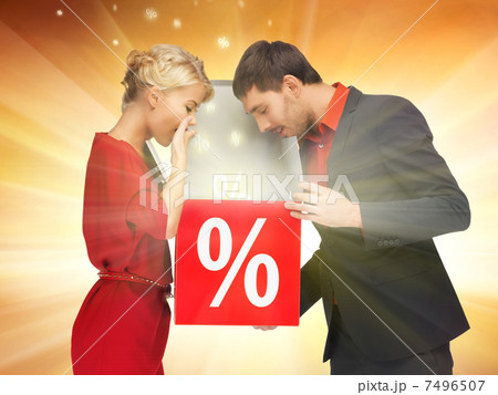 man and woman with percent sign 7496507
