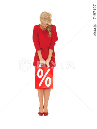 beautiful woman in red dress with shopping bag beautiful woman in red dress with shopping bag 7497107