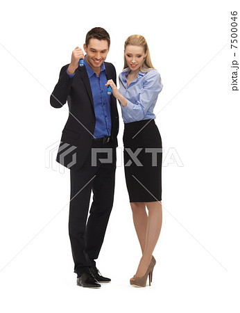 man and woman with flashlights 7500046