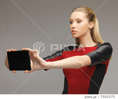 futuristic woman with tablet pc futuristic woman with tablet pc 7503375