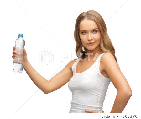 young beautiful woman with bottle of water young beautiful woman with bottle of water 7503376