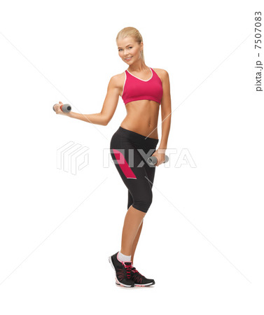 young sporty woman with light dumbbells 7507083