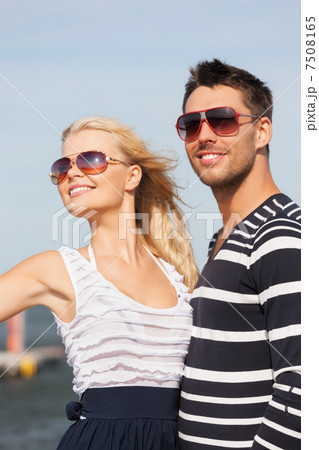 happy young couple in port happy young couple in port 7508165