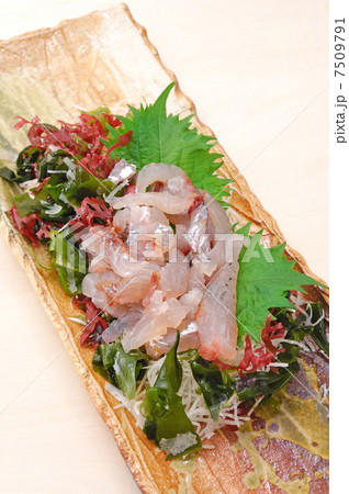 おいしいトビウオの刺身の写真素材