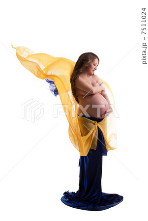 Beautiful pregnant woman posing with veil 7511024