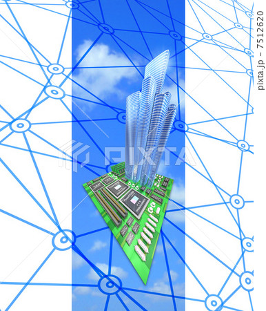 IC回路・マザーボードの中の高層ビルの都市 7512620