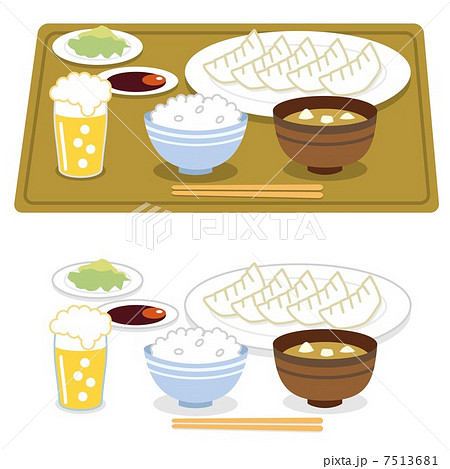 ぎょうざ ご飯のイラスト素材