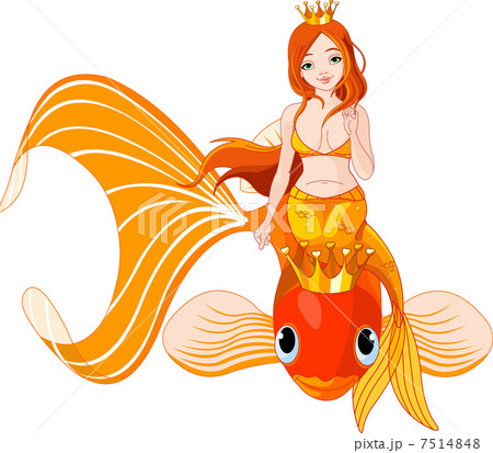 Mermaid riding on a golden fish 7514848