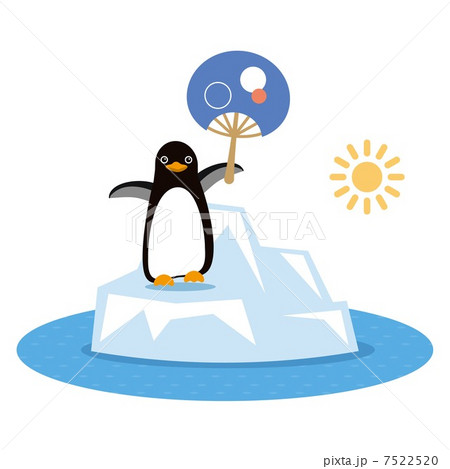 流氷のペンギンのイラスト素材