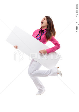 Woman with blank placard. Woman with blank placard. 7536460
