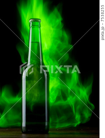 Beer bottle with color fire 7538255