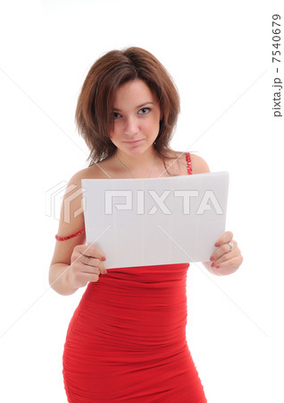 Sexy woman with blank doc. Sexy woman with blank doc. 7540679