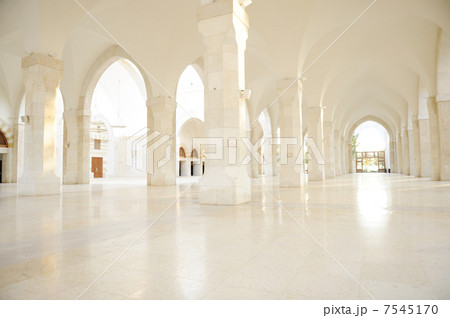 Madina mosque empty, conceptual indoor of oriental building. Fantastic background. 7545170