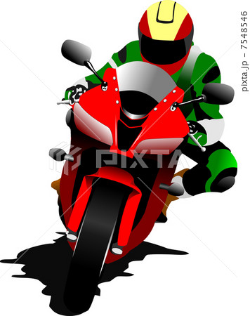 Biker on the road. Vector illustration 7548546