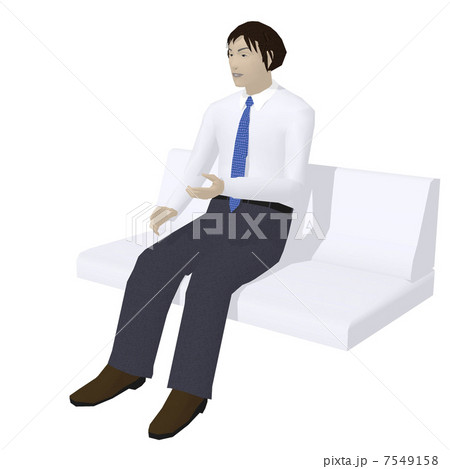 ソファーに座る男性のイラスト素材