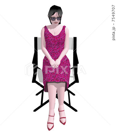ディレクターチェアーに座る女性のイラスト素材 ディレクターチェアーに座る女性のイラスト素材