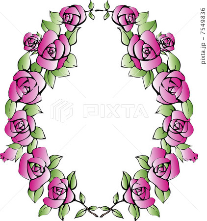 バラの楕円形飾り枠のイラスト素材