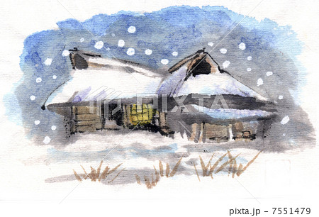 冬の曲がり屋のイラスト素材 7551479 Pixta