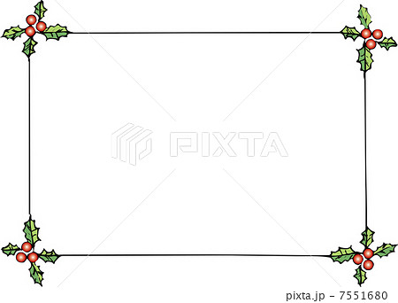 ヒイラギの四角形飾り枠のイラスト素材