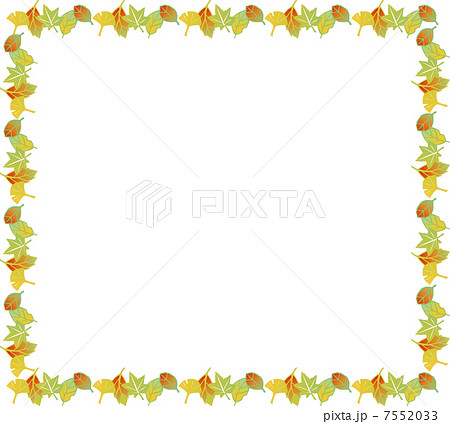 落ち葉の長方形飾り枠のイラスト素材
