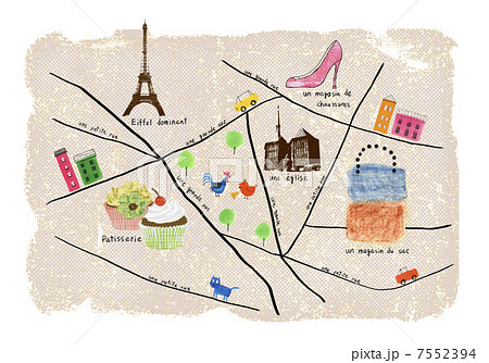 パリのお買い物マップのイラスト素材