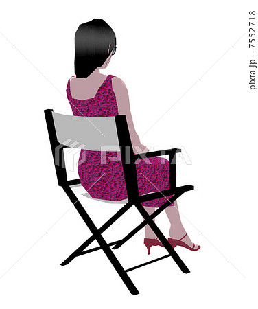 ディレクターチェアーに座る女性のイラスト素材