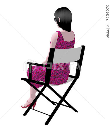 ディレクターチェアーに座る女性のイラスト素材 7554070 Pixta