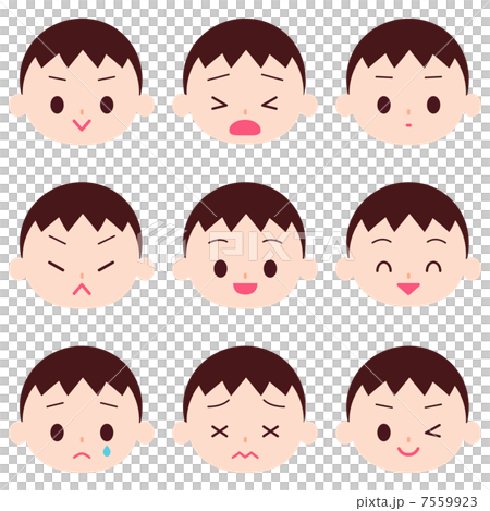 小さい男の子 感情表現 表情集のイラスト素材