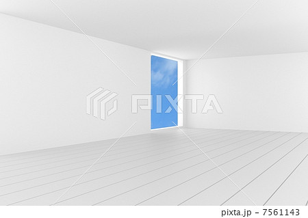 白い部屋と青空のイラスト素材
